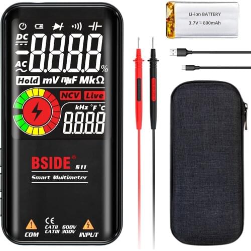 BSIDE S10 / S11 Digital Smart Multimeter Color LCD Display 9999 Digital DC AC Voltage Capacitor Ohm Diode NCV Hz Tester DMM