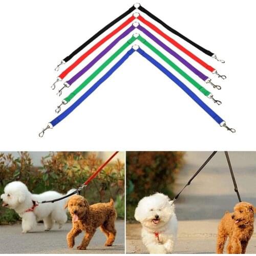 Colorful Nylon Couple Double Pet Dog Collar Lead Leash Dog Training Walking Dog Harness Strap Belt Pet Supplies