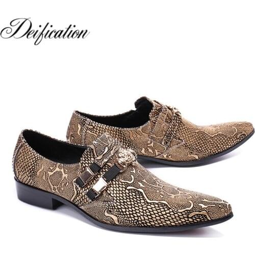 Deification Zapatos Men Shoes Luxury Brand Men Oxfords Shoes Pointy Toe Genuine Leather Dress Shoes Slip On Party Wedding Shoes