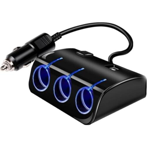 Dual USB Port 3 Cigarettes Lighter Socket Fast Charging Car Charger Adapter Auto Accessories