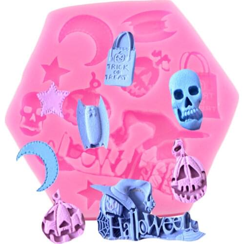 Halloween Pumpkin Silicone Mold Skeleton Chocolate Fondant Mould Cake Decorating Tools Cupcake Topper Resin Clay Candy Molds