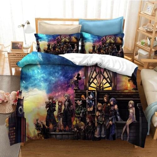 Kingdom 3D Printed Bedding Set Heart Sora Riku Duvet Cover King Queen Full Twin Size for Bedroom Decor