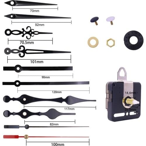 Clock Movement Mechanism with 10 Pack Clock Hands , Non Ticking Clock Movements