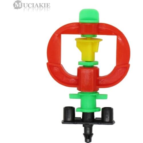 MUCIAKIE 2PCS 360 Degrees Rotating Sprinkler Nozzle w/ 1/4'' Barb Connecter Drizzle Water Flow Lawn Greenhouse Garden Irrigation