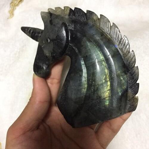About 120 mm Hand Carved Labradorite Spectrolite unicorn Crystal Carving good flash labradorite gemstone as gift for boyfriend