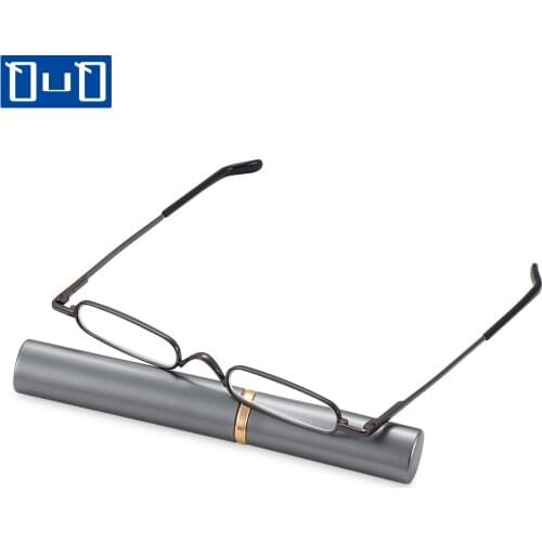 Unisex Reading Glasses with Pen Tube Case Portable Presbyopic Glasses Metal Case Spring Hinge Eyeglasses Vision Care +1.0~+4.0