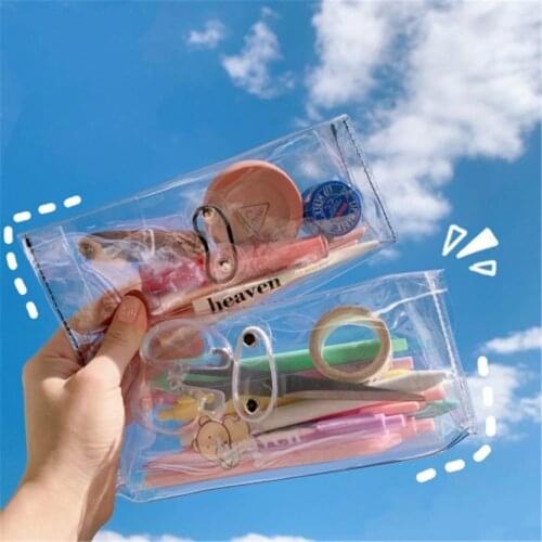 New Pvc Transparent Waterproof Girls Winding Cosmetic Bag Makeup Case Handbag Organizer Storage Pouch Toiletry Wash Bag Pen Bag