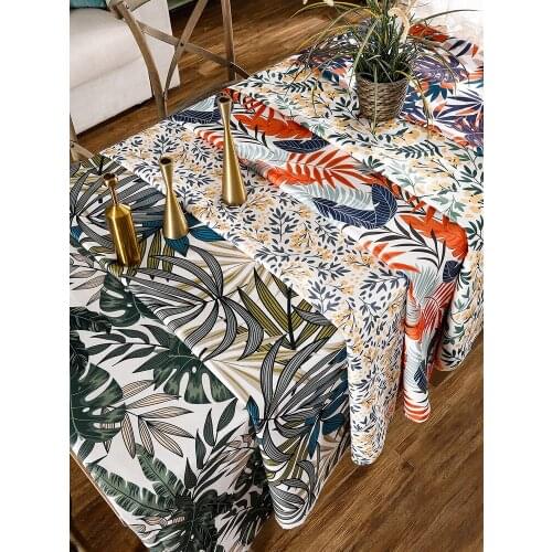 Width 70'' Nordic Plant Printed Cotton Linen Fabric By The Yard For Sofa Tablecloth Curtain Background Cloth Material