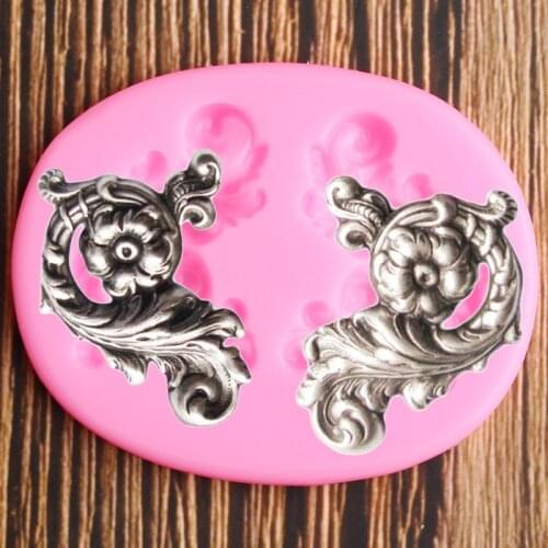 3D Craft Scroll Leaves Silicone Molds Flower Relief Border Fondant Mould Cake Decorating Tools Candy Chocolate Gumpaste Moulds