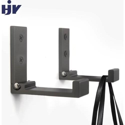 HJY Folding Clothes Hook Space Aluminual Decorative Wall Mounted Metal Door Hanger Dark Gray Retractable Coat Single Hook AX033