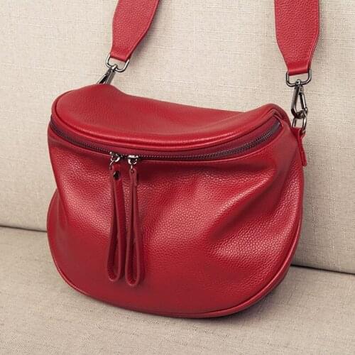 Female New Fashion Saddle Shoulder Bag, Women Genuine Leather Messenger Bag, 100% Natural Cowhide Cross body Bag, A435