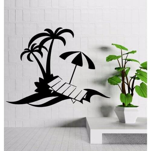 Vinyl Stickers Palm Beach Vacations Relax Wall Stickers Home Decoration Tropical Style Decor Beachside Window Art MuralQ92
