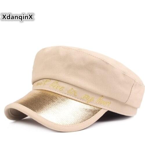 XdanqinX 2019 New Couple Hat Elegant Womens Trendy Fashion Letter Caps Army Military Hats Mens Flat Cap Students Snapback Cap