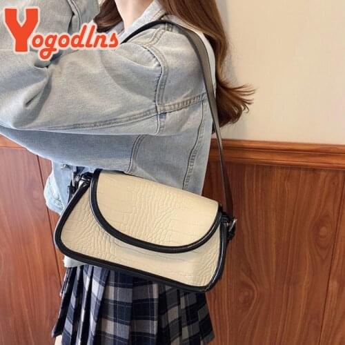 Yogodlns Fashion Alligator Pattern Shoulder Bag For Women PU leather Armpit Bag Designer Crossbody Bag Trendy Lady Hanbag bolso