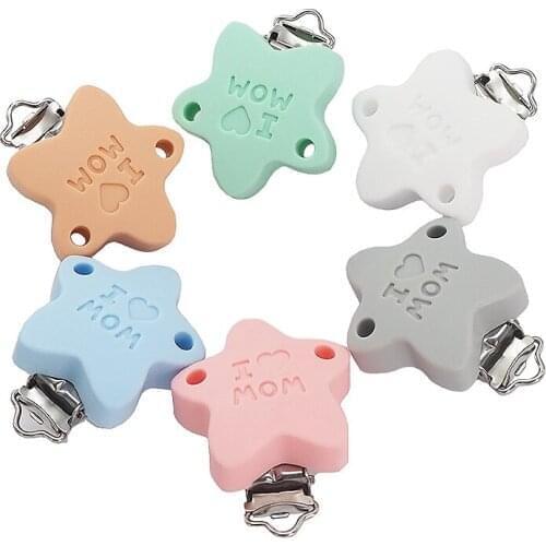 Chenkai 10PCS I LOVE MOM Silicone Letter Pacifier Clips DIY Baby Soother Nursing Jewelry Toy Accessory Holder Teething Clips