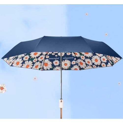 Fully Automatic Umbrella Women Sun UV Protection Windproof Portable Folding Ladies Parasol Flower Travel Umbrella Travle A6A