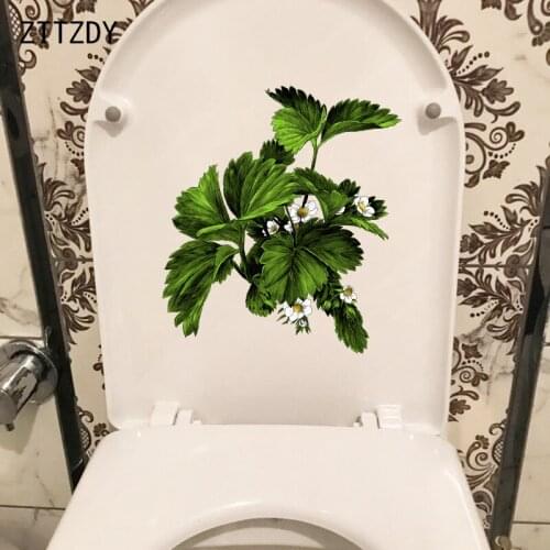 ZTTZDY 22.7×25.8CM Artistic Hand Painted Green Leaves Bedroom Wall Sticker Classic Toilet WC Decoration T6-0262