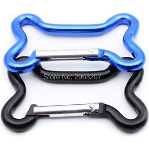 300pcs 5cm Bone Shape Hook Ring Aluminum Carabiner Camping Hiking Tools Quick Hook Backpacking Hanging Buckle Keychain