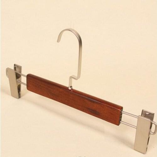 5pcs/lot 32cm wooden hanger high grade imitation antique real wood pants rack pants clip