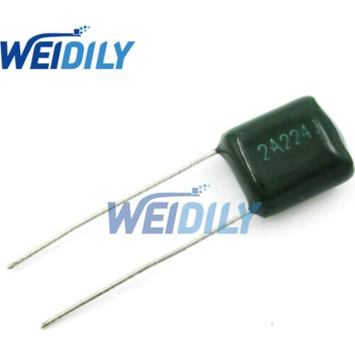 50PCS/LOT 2A224J 2A224 100V 0.22UF 220nF Polyester Film Capacitor Capacitance