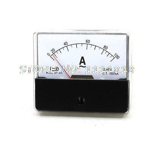 AC 0-100A Rectangle Analog Panel Thread Mount Ammeter Gauge BP-670