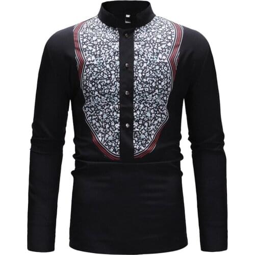 African Dashiki Print Shirt Men 2020 Autumn New Long Sleeve African Clothes Men Slim Fit Casual African Camisa Social Masculina