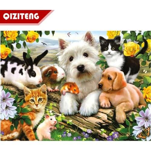 QIZITNEG Diamond Painting Sale Special Offer 5D Diy Diamond Painting Dog Animal Rhinestone Picture Cross Stitch Mosaic Kit New
