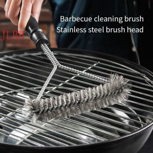 Non-Stick Steel Barbecue BBQ Brush Stainless Steel Wire Bristles Cleaning Brushes Handle Durable Cooking BBQ Accessor