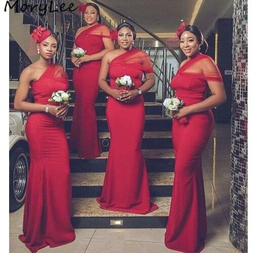 Bridesmaid Dresses One Shoulder Sweetheart Mermaid Satin Pleated Bridesmaid Dresses Zipper Back Wedding Party Bridemaid Gowns