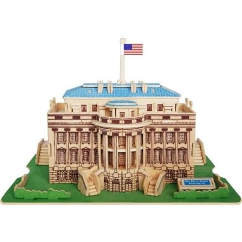 Wooden toy for child 3d Three-dimensional Jigsaw Puzzle Wooden Toy Building Simulation Model Stereo Diy White House