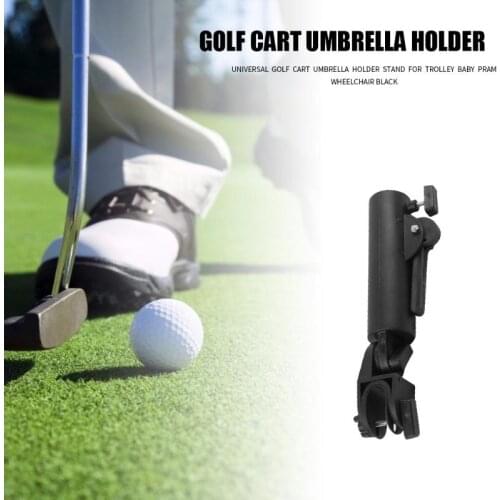 Golf Cart Umbrella Holder Double Lock Connector Stand for Trolley Baby Pram Wheelchair Universal Black