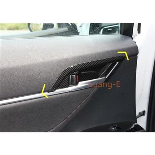 For Toyota New Camry XV70 2017 2018 2019 2020 2021 Car ABS Matte/Carbon Fiber Cover Stick Trim Door Inner Handle Bowl Frame