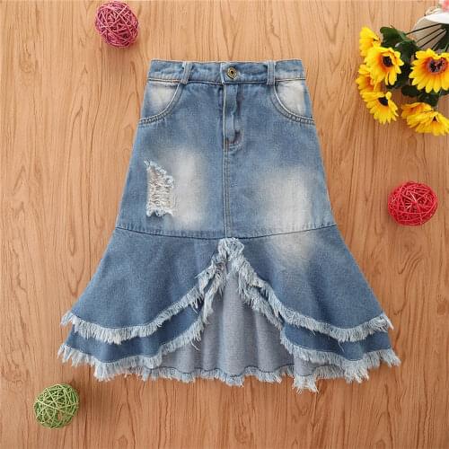 Newborn Baby Children Girls Denim Skirt Summer Solid Color Ribbed Cowboy Short Skirts New Kids Clothes Girls Cute Skirt D30
