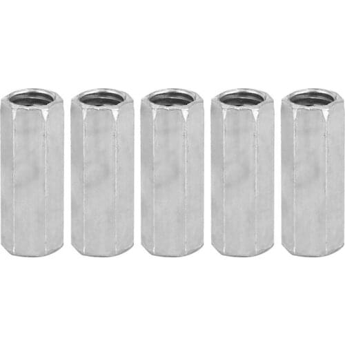 M8X28 Nut Long Rod Hexagonal Carbon Steel Screw Nut Hexagon Sleeve Nut Foot Thread Fastener 10 Pieces