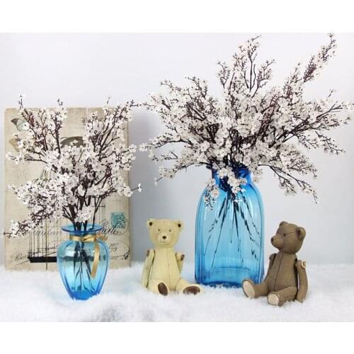 White Cherry Blossoms Artificial Flowers Gypsophila Fake Plants Vases for Home Decor DIY Wedding Decoration Faux Flower Branch