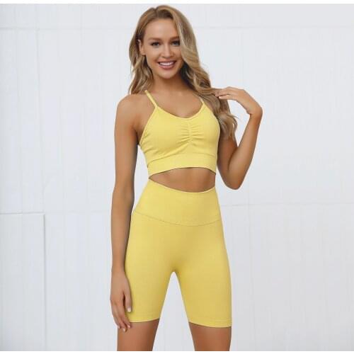 Scrunch Gym Shorts Set Women Sportwear Workout Clothes Seamless Suit for Fitness Yoga Bra Set Sport Outfit for Woman Active Wear