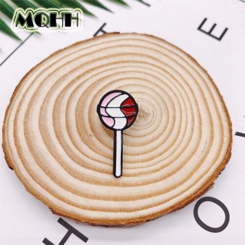 Creative Cartoon Food Lollipop Enamel Brooch Round Alloy Badge Denim Shirt Bag Pin Punk Cute Accessories Jewelry Gifts For Kid