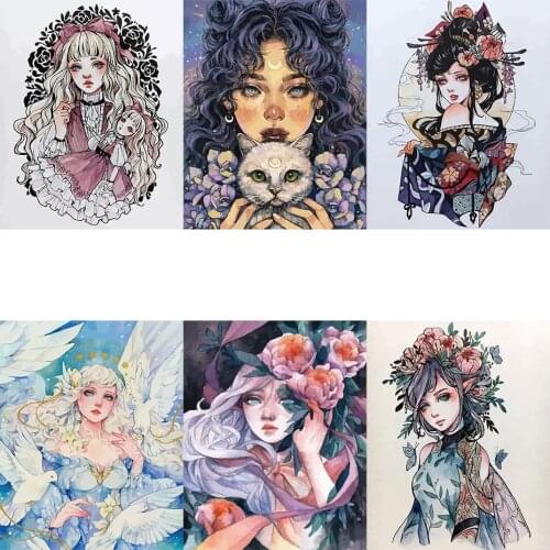 FSBCGT Cartoon Girl Japanse Geisha Painting By Number Kits DIY Oil Paint By Numbers Hand Painted On Canvas Home Wall Art Decor