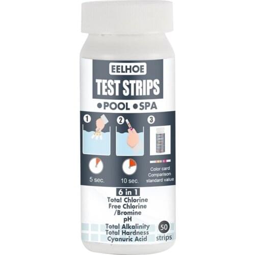 Eelhoe 6-In-1 Swimming Pool Drinking Water Quality Test Kit PH Value Alkalinity Hardness Test Paper Test Strip-ABUX