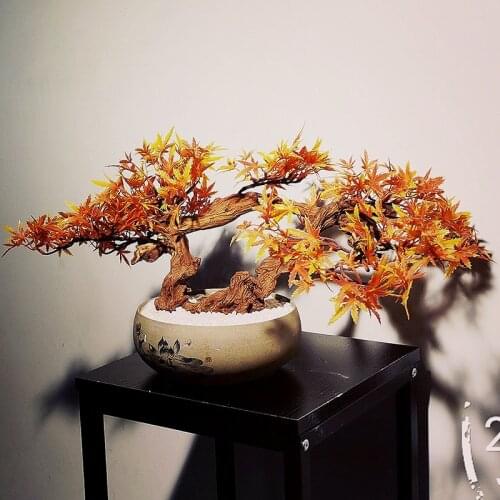 New Chinese style simulation False maple Desktop furnishing articles potted fake plants craft supplies fall party decor