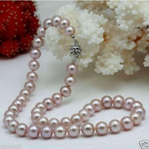 Genuine Cultured 8-9mm Lavender Pearl Necklace 17.5"