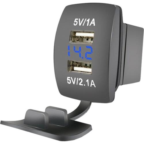 DC 12-24V Dual USB Charger Waterproof Socket Aluminum Power Outlet Fast Charge With LED Voltmete