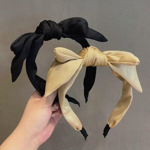 New Fashion Women Girls Solid Color Silk Hairband Headband Female Girls Korean Fashion Simplicity Bow Hair Accessories Headwear