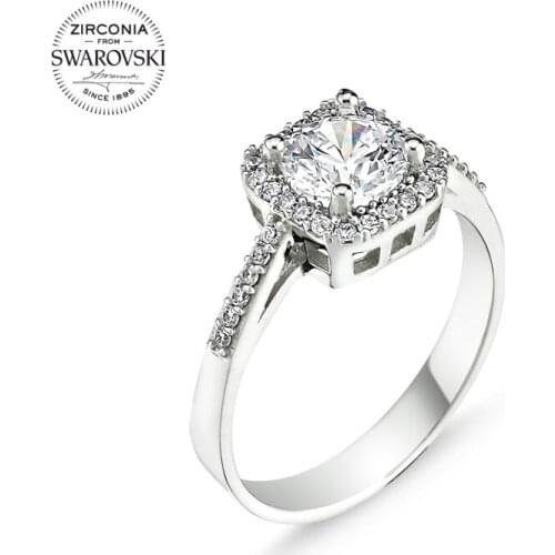 Silver 925 Sterling Swarovski Zirconia Cubic Zirconia Engagement Ring