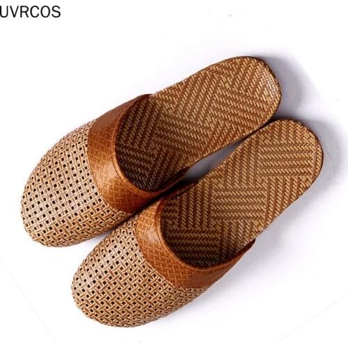 New Men Women Summer Shoes Slippers Flax Mesh Breathable Non-Slip Sandals Beach Flip Flops Male Indoor Slippers Slides