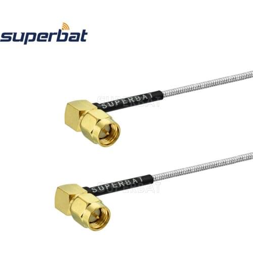 Superbat SMA Plug to SMA Male Right Angle Connector Pigtail Jumper Cable RG405 086 "Wireless Wi-Fi Radios