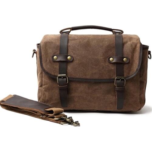 DSLR Camera Bag Fashion Grazy Horse Leather Shoulder Bag Hand Bags For Canon Nikon Sony Lens Pouch Bag Waterproof Photo Bag