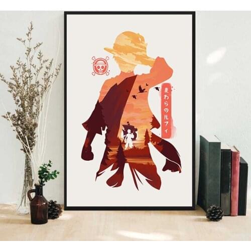 Vintage One Piece Luffy Canvas Painting Japanese Anime Poster and Pritns Bedroom Decor Kids Room Decor Canvas Art Picture