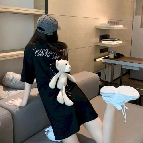 Vintage street cartoon Two dimensions girl night club letters print short sleeve T-shirt women men Summer hiphop tee to