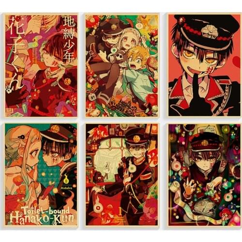 Vintage Japanese Anime Jibaku Shounen Hanako-kun Retro poster For Home Room decoration Kraft Poster Painting Wall Decals